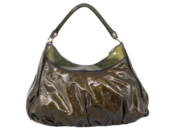 Borsa a Tracolla GUCCI Vernice Verde Tono Oro 189833 Auth 200154 - vista 2
