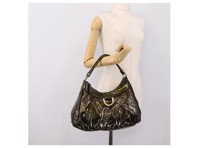 Borsa a Tracolla GUCCI Vernice Verde Tono Oro 189833 Auth 200154 - vista 25