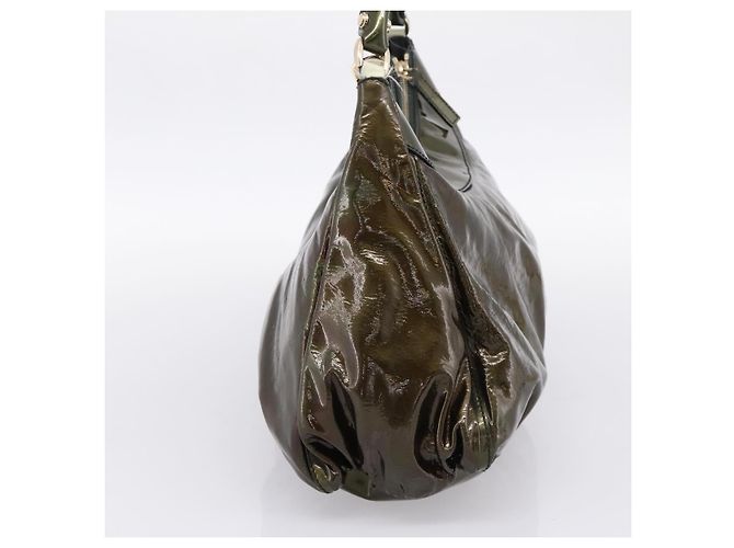 Borsa a Tracolla GUCCI Vernice Verde Tono Oro 189833 Auth 200154 - vista 4