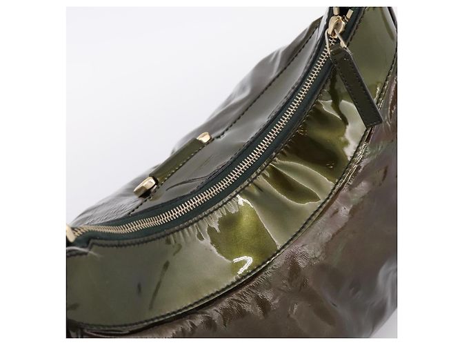 Borsa a Tracolla GUCCI Vernice Verde Tono Oro 189833 Auth 200154 - vista 6