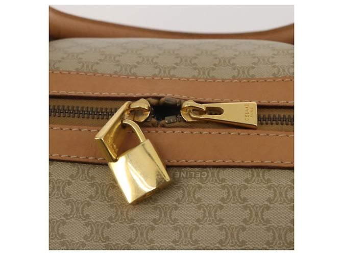 Céline Borsa Boston CELINE Macadam Canvas PVC Beige Gold Auth 197482A D'oro - vista 10
