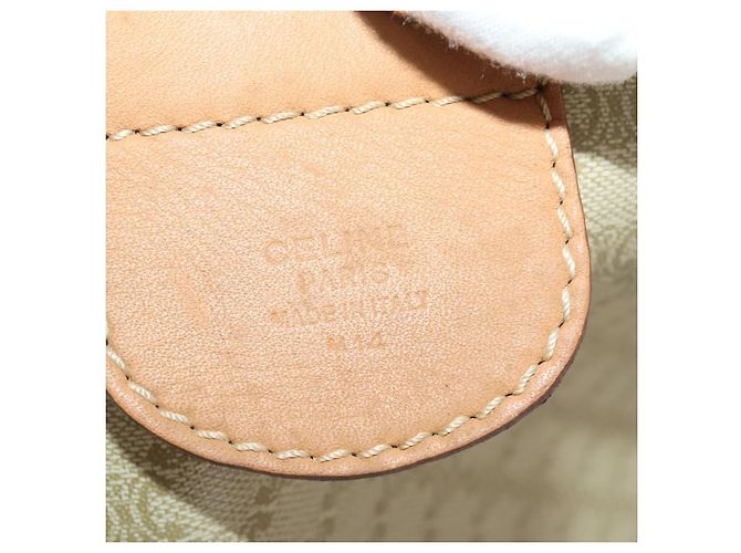 Céline Borsa Boston CELINE Macadam Canvas PVC Beige Gold Auth 197482A D'oro - vista 12