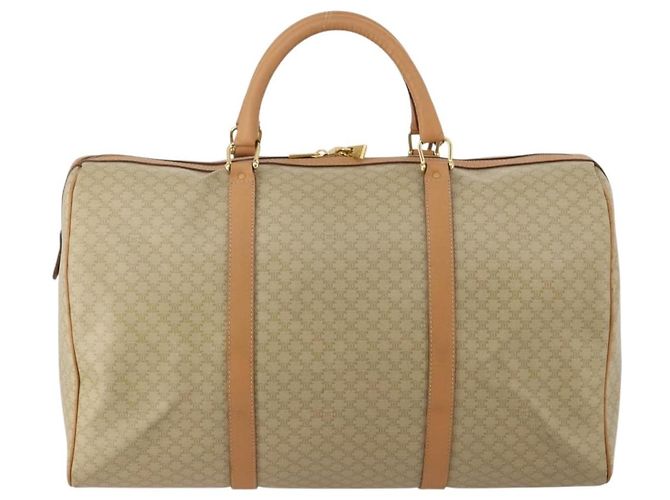 Céline Borsa Boston CELINE Macadam Canvas PVC Beige Gold Auth 197482A D'oro - vista 2