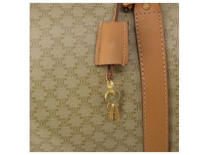 Céline Borsa Boston CELINE Macadam Canvas PVC Beige Gold Auth 197482A D'oro - vista 9