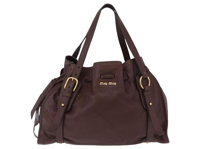 Borsa a tracolla Miu Miu in pelle Gold Brown Auth yk20861SAM Marrone D'oro - vista 13