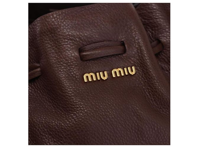Borsa a tracolla Miu Miu in pelle Gold Brown Auth yk20861SAM Marrone D'oro - vista 17