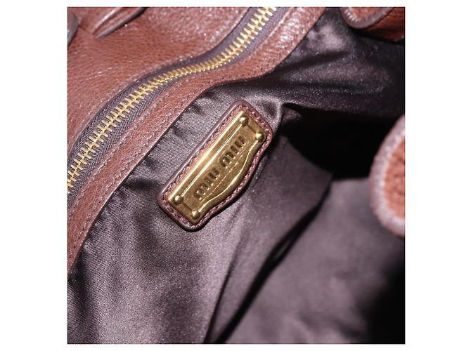 Borsa a tracolla Miu Miu in pelle Gold Brown Auth yk20861SAM Marrone D'oro - vista 18