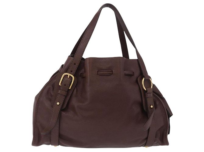 Borsa a tracolla Miu Miu in pelle Gold Brown Auth yk20861SAM Marrone D'oro - vista 2