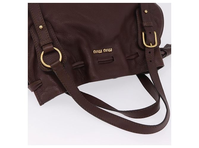 Borsa a tracolla Miu Miu in pelle Gold Brown Auth yk20861SAM Marrone D'oro - vista 6
