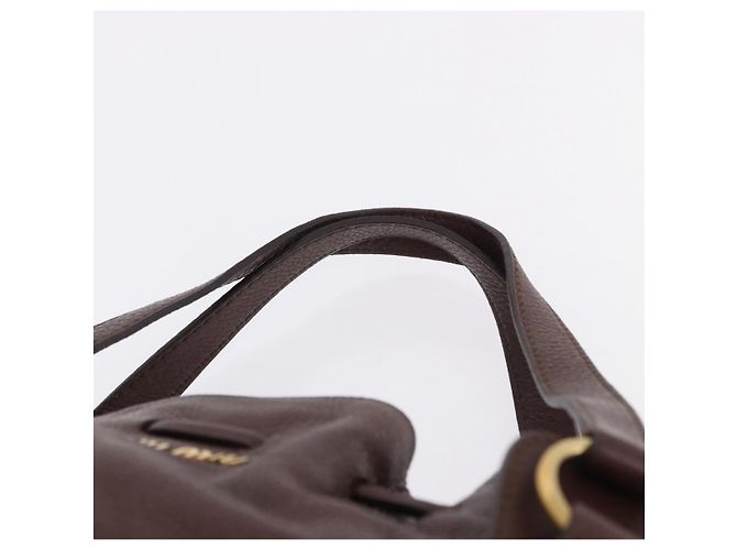 Borsa a tracolla Miu Miu in pelle Gold Brown Auth yk20861SAM Marrone D'oro - vista 8