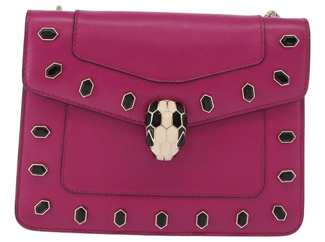 Bulgari Borsa a tracolla con catena BVLGARI in pelle Pink Gold Auth ka5843A Rosa D'oro - vista 13