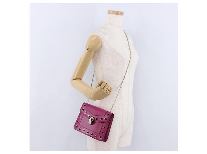 Bulgari Borsa a tracolla con catena BVLGARI in pelle Pink Gold Auth ka5843A Rosa D'oro - vista 29