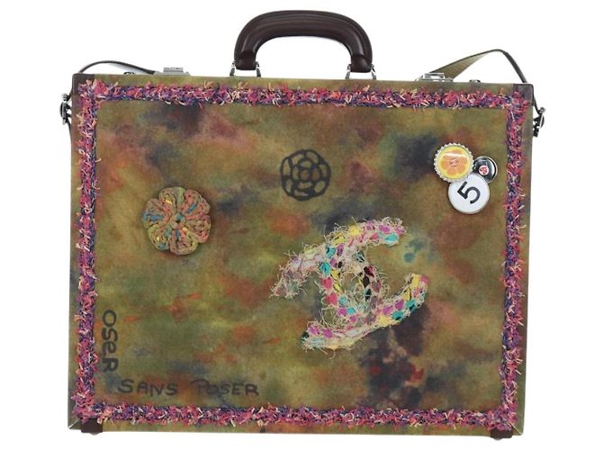 CHANEL Embroidery Graffiti 2015 On The Pavement Attache Case 2way Auth yk20849SM Argento Multicolore - vista 13