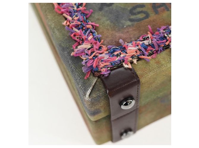 CHANEL Embroidery Graffiti 2015 On The Pavement Attache Case 2way Auth yk20849SM Argento Multicolore - vista 17