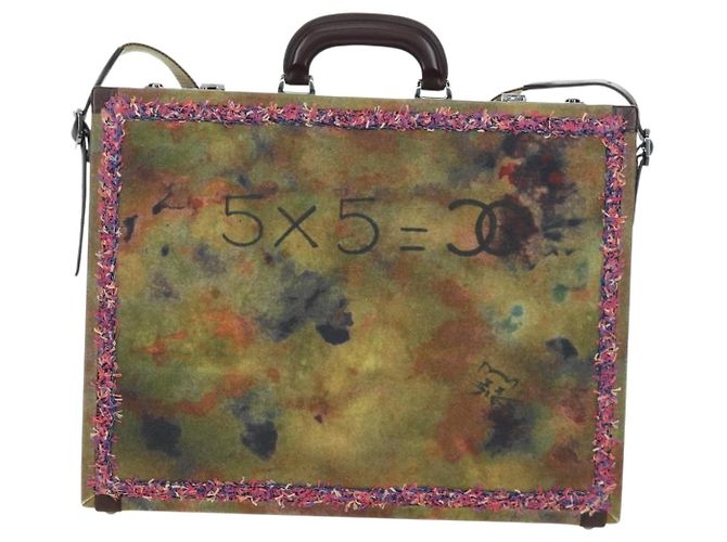 CHANEL Embroidery Graffiti 2015 On The Pavement Attache Case 2way Auth yk20849SM Argento Multicolore - vista 2