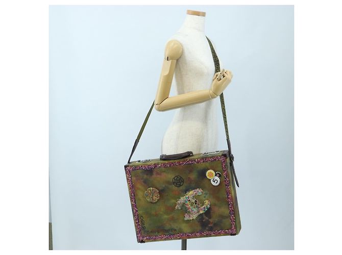 CHANEL Embroidery Graffiti 2015 On The Pavement Attache Case 2way Auth yk20849SM Argento Multicolore - vista 40