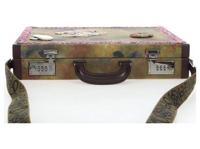 CHANEL Embroidery Graffiti 2015 On The Pavement Attache Case 2way Auth yk20849SM Argento Multicolore - vista 6