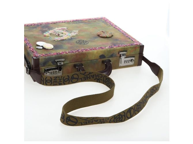 CHANEL Embroidery Graffiti 2015 On The Pavement Attache Case 2way Auth yk20849SM Argento Multicolore - vista 8