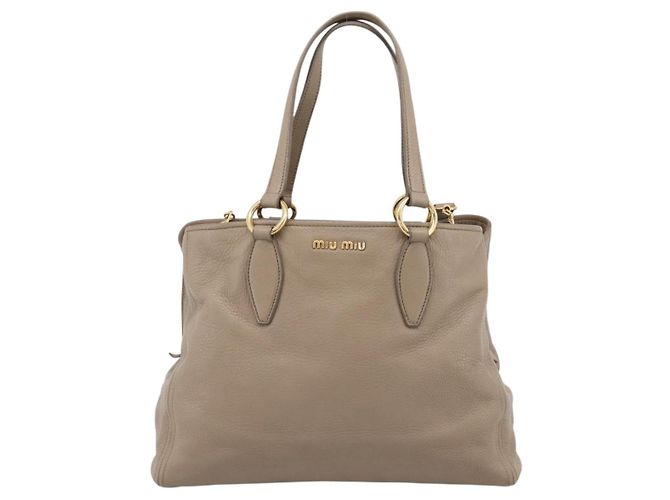 Borsa Tote Miu Miu in Pelle 2 vie Beige Oro Auth 199139V D'oro - vista 13