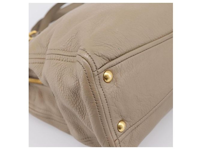 Borsa Tote Miu Miu in Pelle 2 vie Beige Oro Auth 199139V D'oro - vista 17