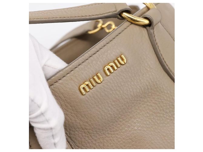 Borsa Tote Miu Miu in Pelle 2 vie Beige Oro Auth 199139V D'oro - vista 18