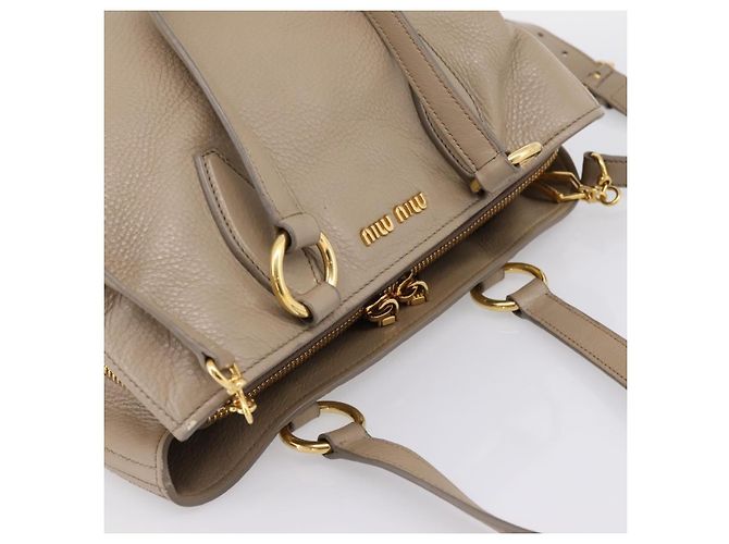 Borsa Tote Miu Miu in Pelle 2 vie Beige Oro Auth 199139V D'oro - vista 6