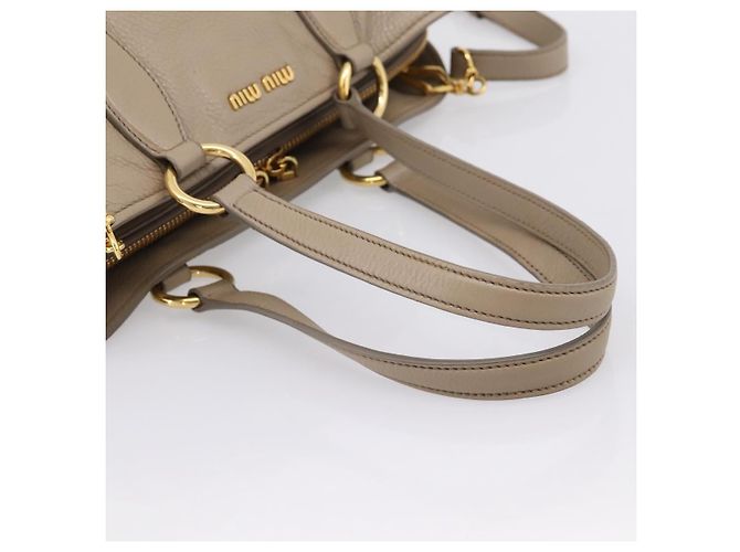 Borsa Tote Miu Miu in Pelle 2 vie Beige Oro Auth 199139V D'oro - vista 7