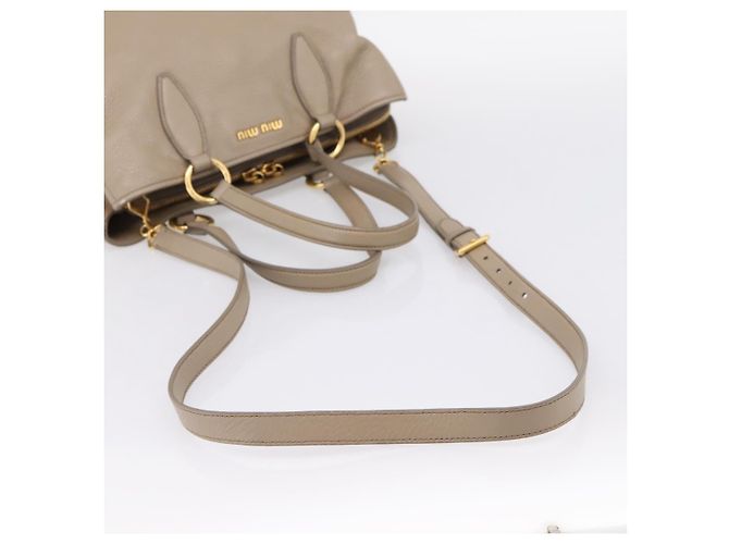 Borsa Tote Miu Miu in Pelle 2 vie Beige Oro Auth 199139V D'oro - vista 9