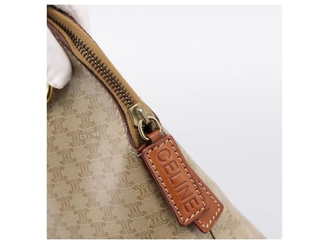 Céline Borsa a mano CELINE Macadam Canvas PVC Beige Gold Auth 197827 D'oro - vista 10