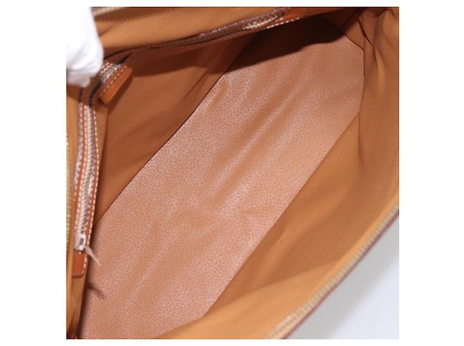 Céline Borsa a mano CELINE Macadam Canvas PVC Beige Gold Auth 197827 D'oro - vista 11