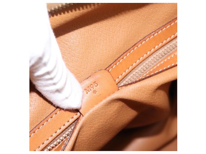 Céline Borsa a mano CELINE Macadam Canvas PVC Beige Gold Auth 197827 D'oro - vista 12