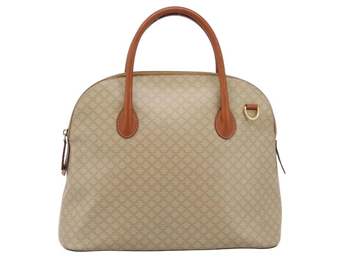 Céline Borsa a mano CELINE Macadam Canvas PVC Beige Gold Auth 197827 D'oro - vista 13