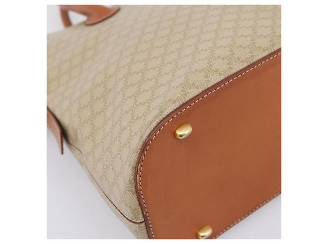 Céline Borsa a mano CELINE Macadam Canvas PVC Beige Gold Auth 197827 D'oro - vista 15