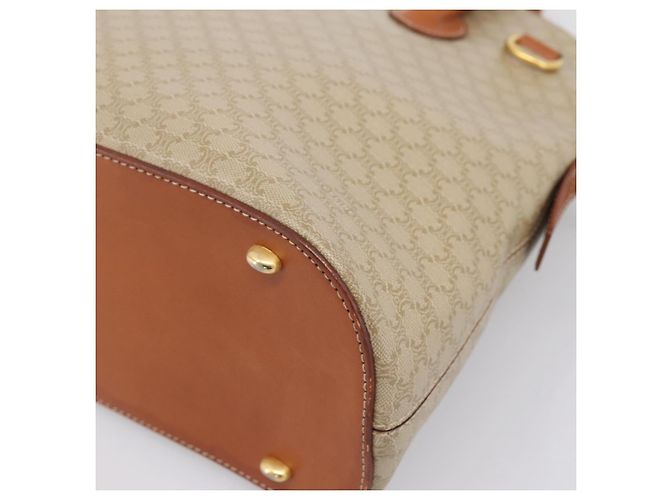 Céline Borsa a mano CELINE Macadam Canvas PVC Beige Gold Auth 197827 D'oro - vista 16