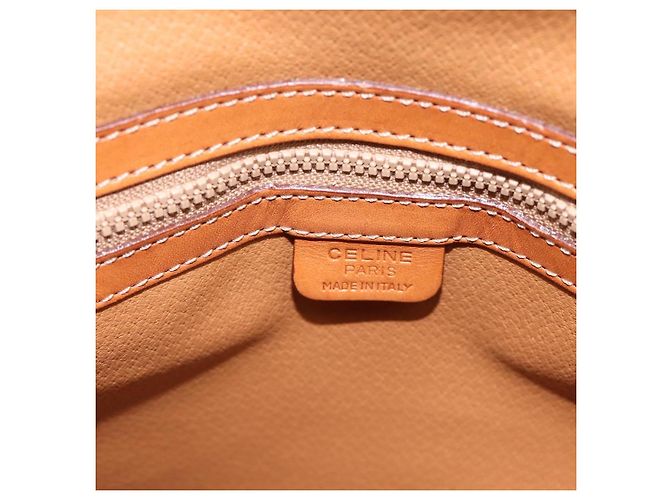 Céline Borsa a mano CELINE Macadam Canvas PVC Beige Gold Auth 197827 D'oro - vista 17