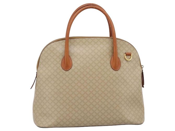 Céline Borsa a mano CELINE Macadam Canvas PVC Beige Gold Auth 197827 D'oro - vista 2