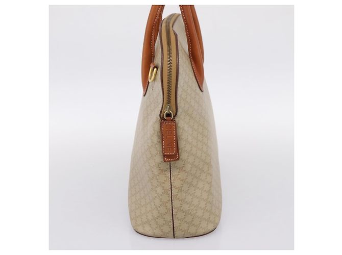 Céline Borsa a mano CELINE Macadam Canvas PVC Beige Gold Auth 197827 D'oro - vista 3