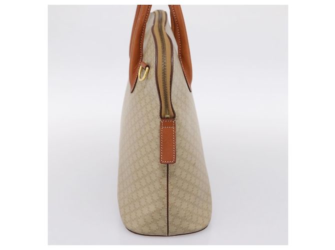Céline Borsa a mano CELINE Macadam Canvas PVC Beige Gold Auth 197827 D'oro - vista 4