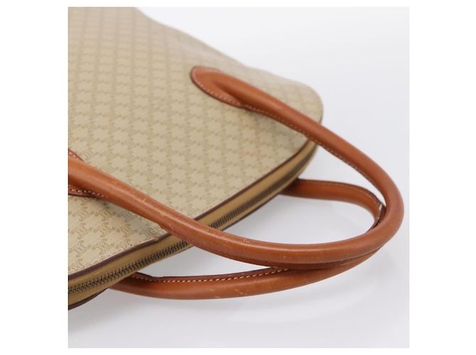 Céline Borsa a mano CELINE Macadam Canvas PVC Beige Gold Auth 197827 D'oro - vista 7