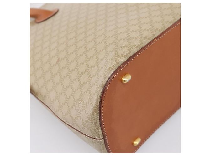 Céline Borsa a mano CELINE Macadam Canvas PVC Beige Gold Auth 197827 D'oro - vista 9
