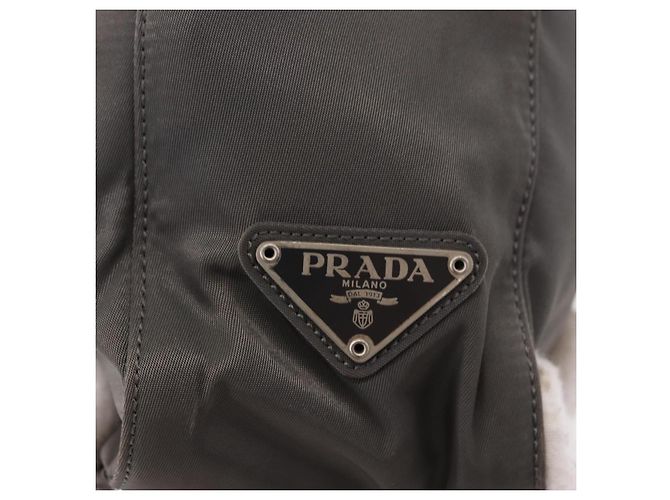 Borsa Tote PRADA Nylon Green Silver Auth 197606 Argento Verde - vista 18