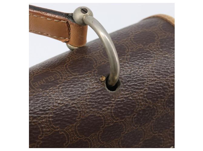 Céline Borsa a mano CELINE Macadam Canvas PVC Leather Brown Gold Auth 197642 Marrone D'oro - vista 10