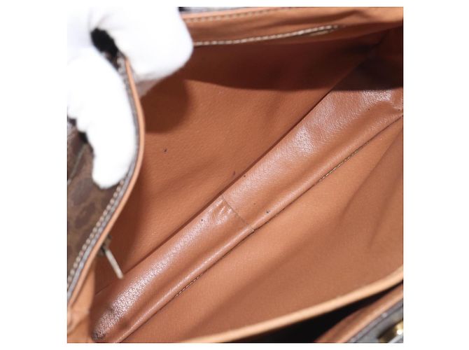 Céline Borsa a mano CELINE Macadam Canvas PVC Leather Brown Gold Auth 197642 Marrone D'oro - vista 11