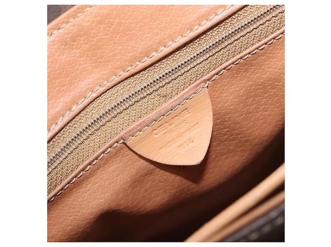 Céline Borsa a mano CELINE Macadam Canvas PVC Leather Brown Gold Auth 197642 Marrone D'oro - vista 12
