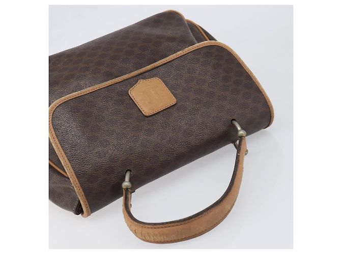 Céline Borsa a mano CELINE Macadam Canvas PVC Leather Brown Gold Auth 197642 Marrone D'oro - vista 14