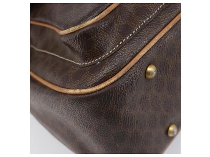 Céline Borsa a mano CELINE Macadam Canvas PVC Leather Brown Gold Auth 197642 Marrone D'oro - vista 16