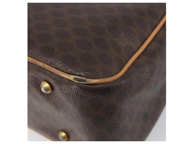 Céline Borsa a mano CELINE Macadam Canvas PVC Leather Brown Gold Auth 197642 Marrone D'oro - vista 17