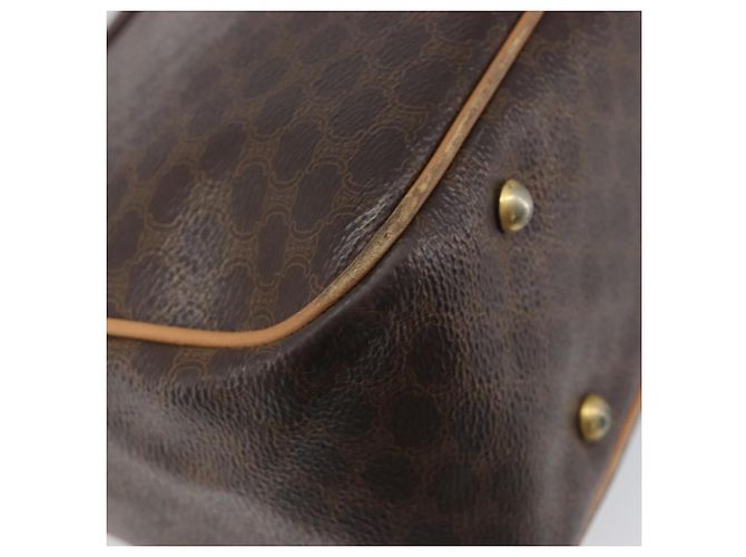 Céline Borsa a mano CELINE Macadam Canvas PVC Leather Brown Gold Auth 197642 Marrone D'oro - vista 18
