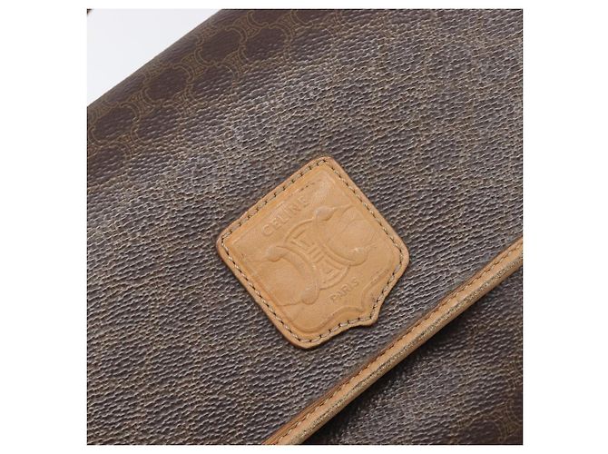 Céline Borsa a mano CELINE Macadam Canvas PVC Leather Brown Gold Auth 197642 Marrone D'oro - vista 19