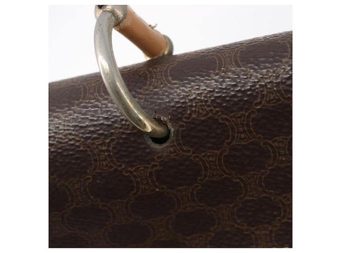 Céline Borsa a mano CELINE Macadam Canvas PVC Leather Brown Gold Auth 197642 Marrone D'oro - vista 20